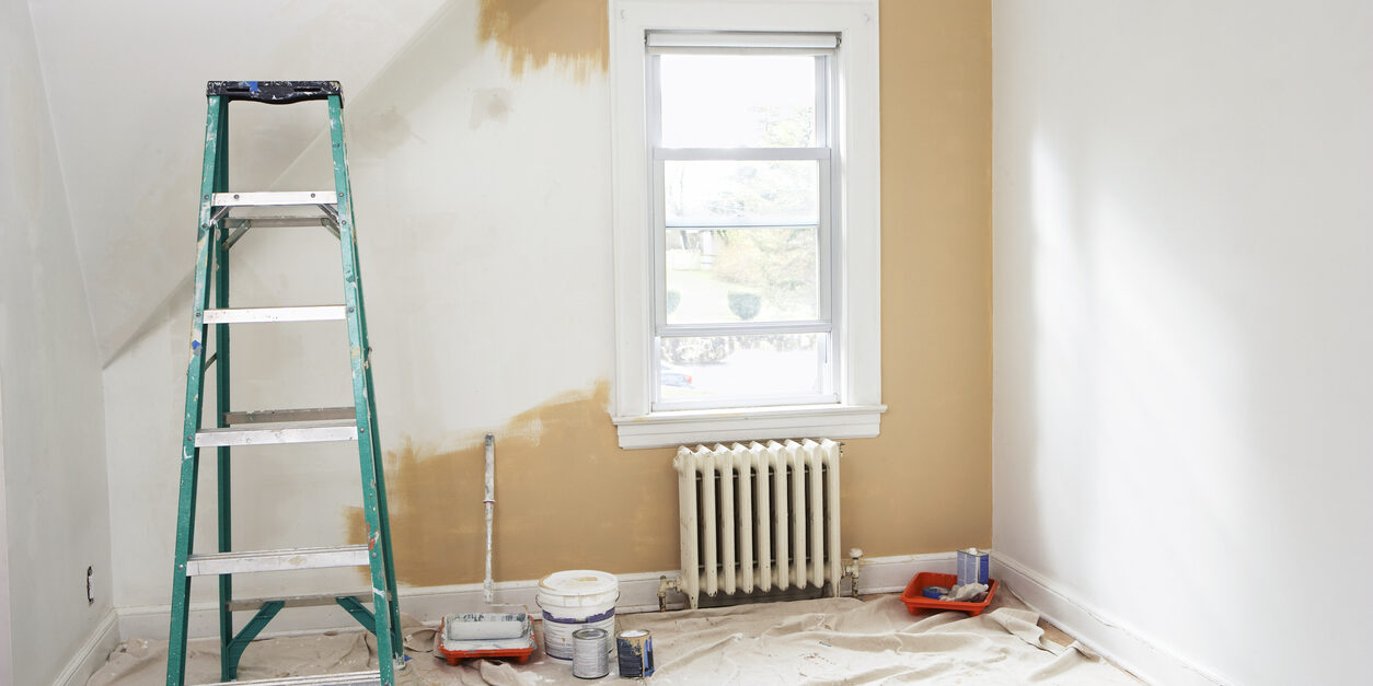 Room renovation painting work in process ghardesign
